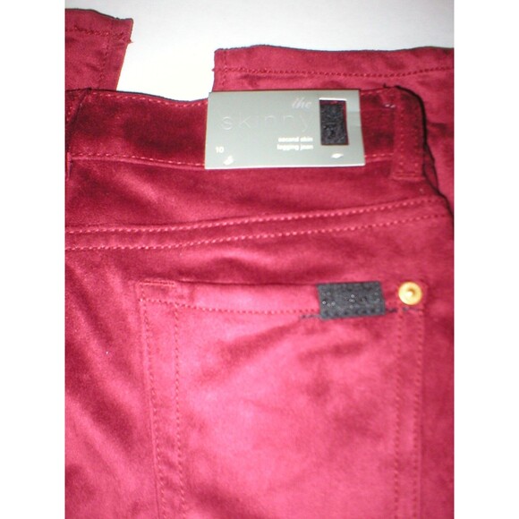 New Girls Jeans Skinny 7 for all mankind 14 NWT Pants Red Velour Velvet Leggings - Picture 4 of 4